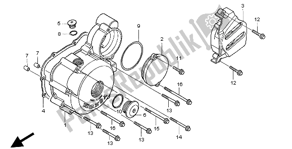 All parts for the Left Crankcase Cover of the Honda CLR 125 1998