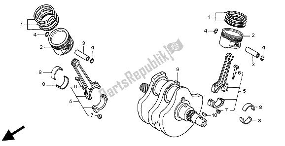 Tutte le parti per il Albero Motore E Pistone del Honda VT 750C 1997