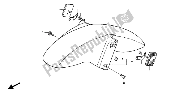 Tutte le parti per il Parafango Anteriore del Honda VFR 800 FI 1998
