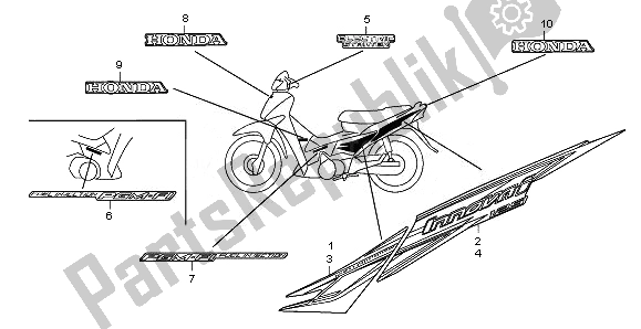 All parts for the Stripe & Mark of the Honda ANF 125 2008