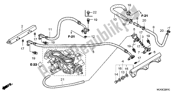 All parts for the Throttle Body (tubing) of the Honda GL 1800 Airbag 2007