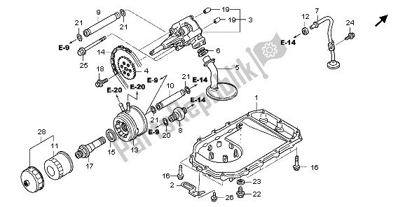 All parts for the Oil Pump & Oil Pan of the Honda ST 1300 2007