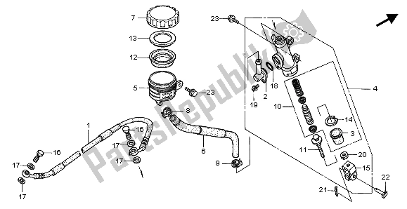 All parts for the Rear Brake Master Cylinder of the Honda FX 650 1999