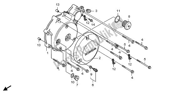 All parts for the Left Crankcase Cover of the Honda VT 750C 2009