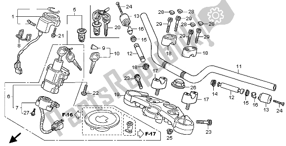 All parts for the Handle Pippe & Top Bridge of the Honda CBF 1000T 2009