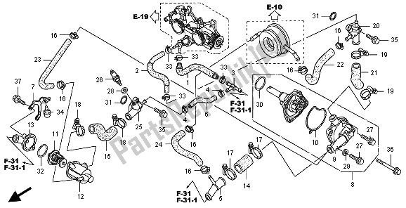 All parts for the Water Pump of the Honda FJS 400A 2009