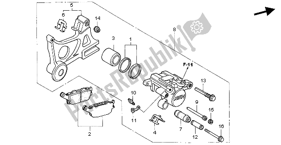 Toutes les pièces pour le étrier De Frein Arrière du Honda CBR 600F 2007