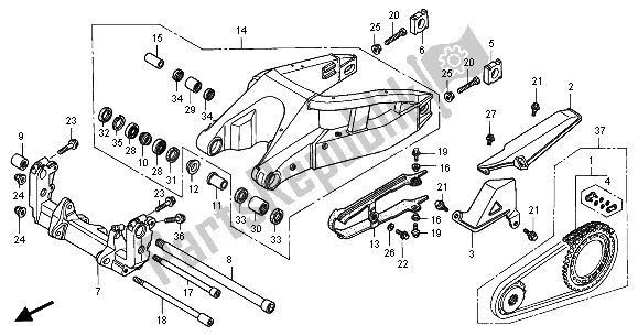 All parts for the Swingarm of the Honda CBR 900 RR 2001