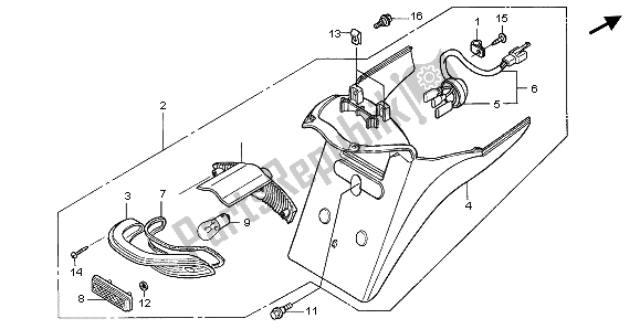 All parts for the Taillight of the Honda XL 125V 2003