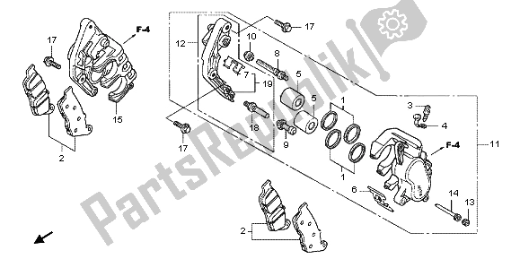 All parts for the Front Brake Caliper of the Honda CB 600F Hornet 2012