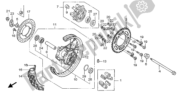 Tutte le parti per il Ruota Posteriore del Honda XL 650V Transalp 2003