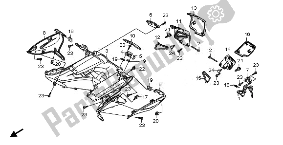 All parts for the Inner Box of the Honda FJS 400D 2010