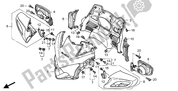 All parts for the Uppercowl of the Honda ST 1300 2007