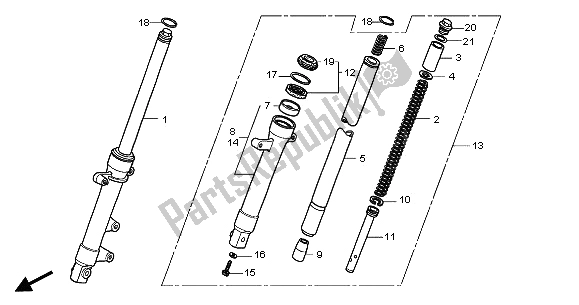 Todas as partes de Garfo Dianteiro do Honda CBR 125R 2005