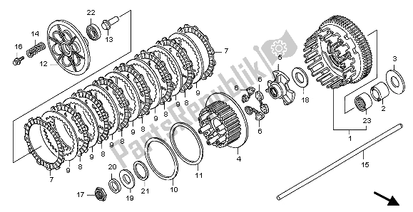 Alle onderdelen voor de Koppeling van de Honda CB 1300A 2007