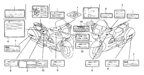 All parts for the Caution Label of the Honda ST 1300 2004