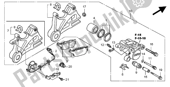 All parts for the Rear Brake Caliper of the Honda CBF 600 NA 2010