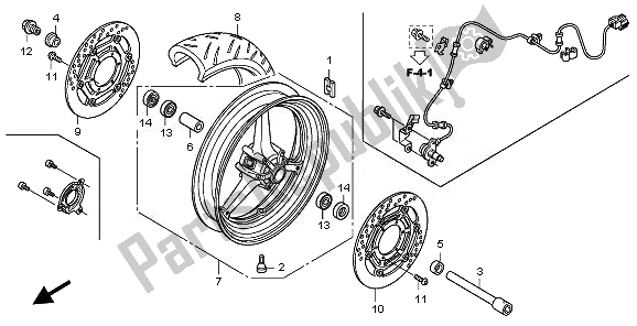 Alle onderdelen voor de Voorwiel van de Honda CBR 1000 RR 2010