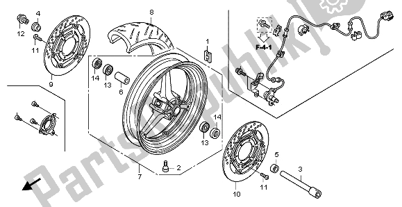 All parts for the Front Wheel of the Honda CBR 1000 RR 2009