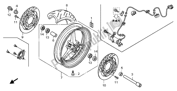 All parts for the Front Wheel of the Honda CBR 1000 RR 2009