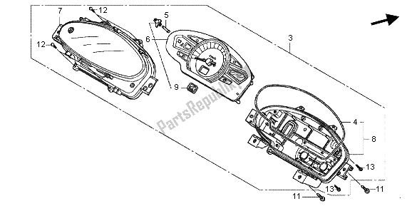 Alle onderdelen voor de Meter (mph) van de Honda WW 125 2013