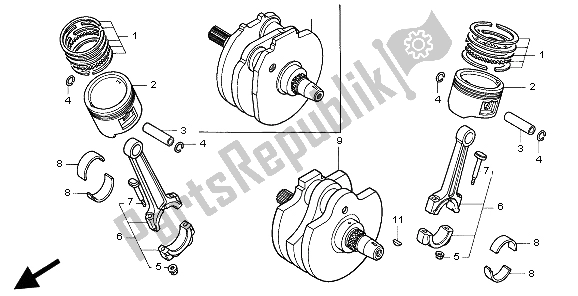 All parts for the Crankshaft & Piston of the Honda VT 1100C2 1997