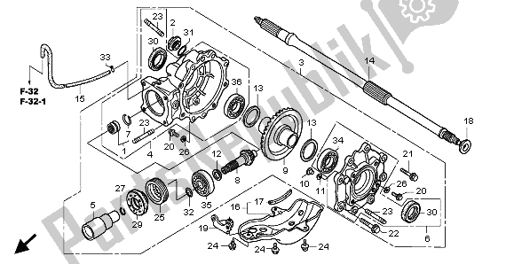 Todas as partes de Engrenagem Final Conduzida do Honda TRX 500 FA Fourtrax Foreman 2001