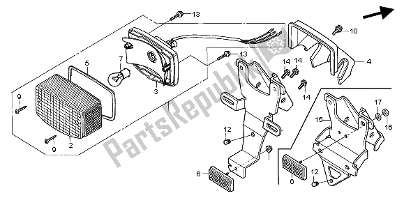 All parts for the Taillight of the Honda NPS 50 2006