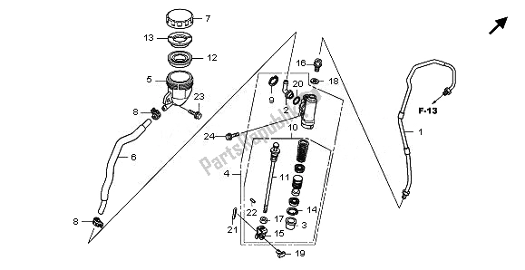 All parts for the Rear Brake Mastercylinder of the Honda NSA 700A 2008