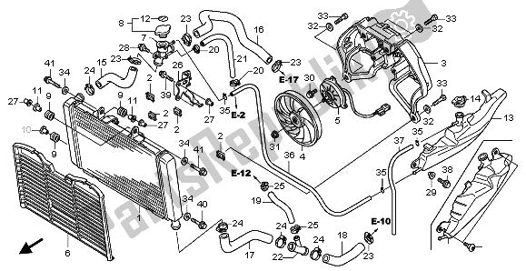 Alle onderdelen voor de Radiator van de Honda CB 600 FA Hornet 2010