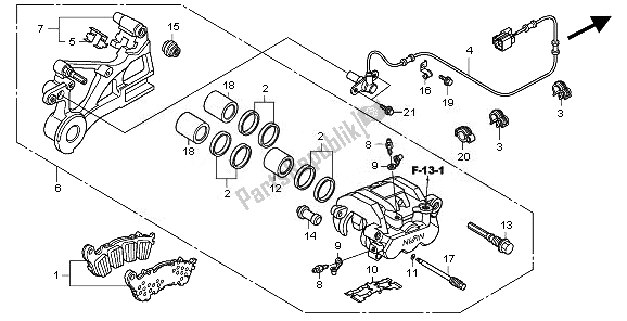 Wszystkie części do Zacisk Hamulca Tylnego Honda CBF 1000 TA 2010