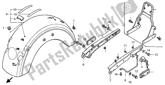 Toutes les pièces pour le Garde-boue Arrière du Honda VT 1100C2 1999