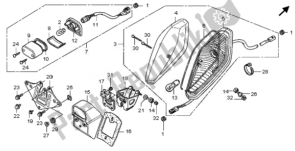 All parts for the Taillight of the Honda VT 750 CA 2008
