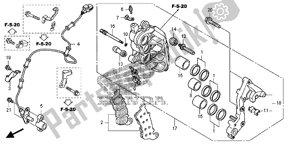 Tutte le parti per il R. Pinza Freno Anteriore del Honda VFR 1200 XD 2013