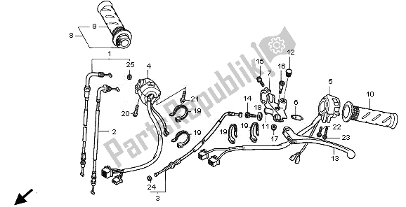 All parts for the Handle Lever & Switch Cable of the Honda NT 700 VA 2010