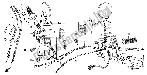 All parts for the Handle Lever & Switch & Cable of the Honda XRV 750 Africa Twin 1999