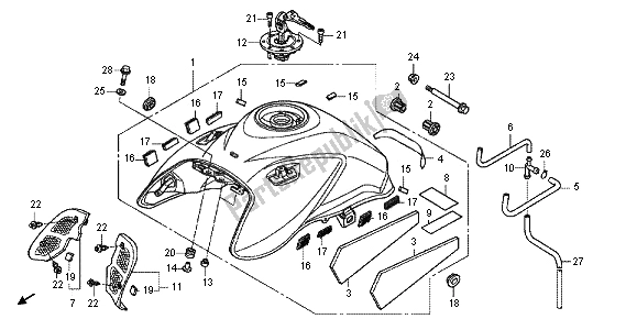 All parts for the Fuel Tank of the Honda CBF 1000F 2012