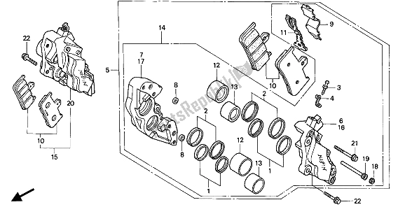 Todas as partes de Pinça De Freio Dianteiro do Honda CBR 900 RR 1994