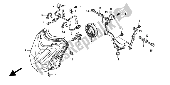 Alle onderdelen voor de Koplamp van de Honda NC 700X 2012
