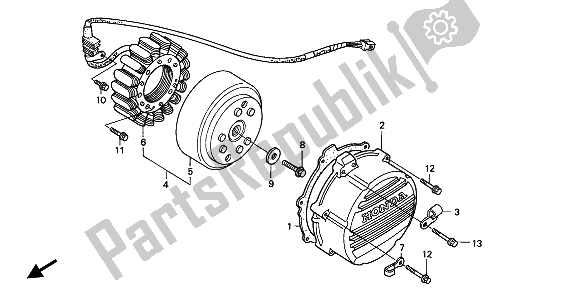 Alle onderdelen voor de Generator van de Honda VFR 400R3 1991