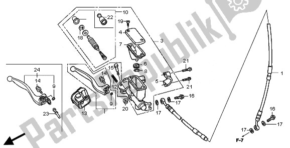 All parts for the Fr. Brake Master Cylinder of the Honda CRF 450R 2008