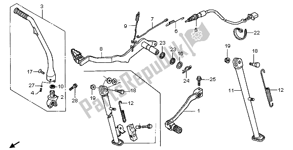 All parts for the Pedal & Kick Starter Arm of the Honda XR 400R 1998