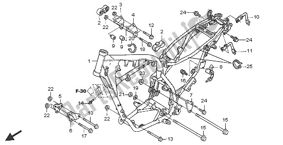 Alle onderdelen voor de Frame Lichaam van de Honda XR 125L 2005
