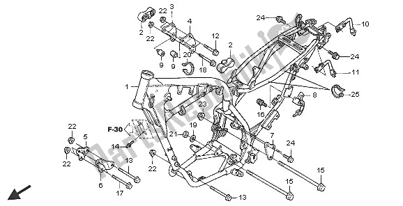 All parts for the Frame Body of the Honda XR 125L 2005