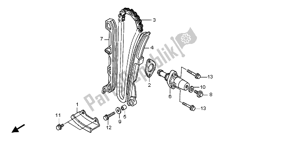All parts for the Cam Chain & Tensioner of the Honda TRX 500 FA Fourtrax Foreman 2004