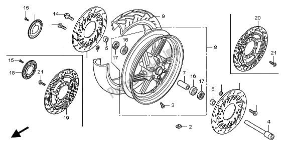 All parts for the Front Wheel of the Honda CBF 600 NA 2008