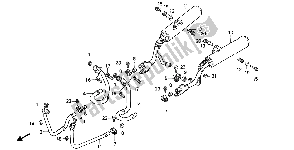 All parts for the Exhaust Muffler of the Honda VFR 750F 1987