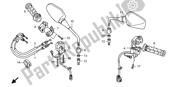 Todas las partes para Interruptor Y Cable Y Espejo de Honda CB 1000R 2009