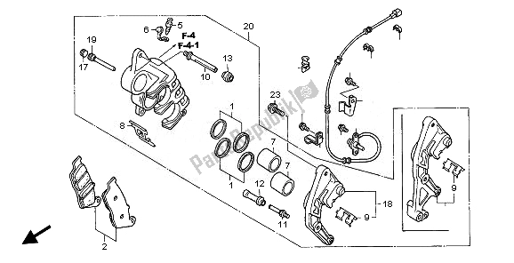 All parts for the Front Brake Caliper (r.) of the Honda CBF 600N 2008