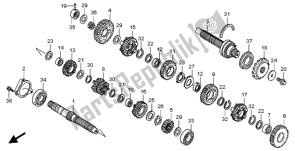 All parts for the Transmission of the Honda CBF 600N 2008